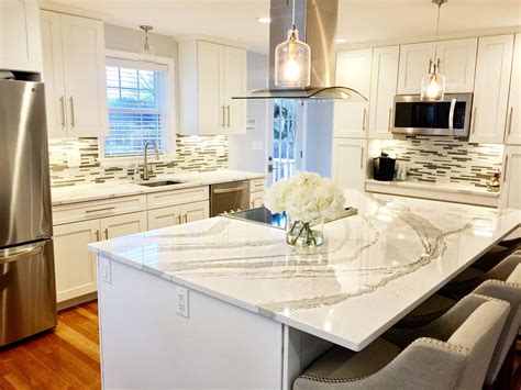 warm white countertops with appliances